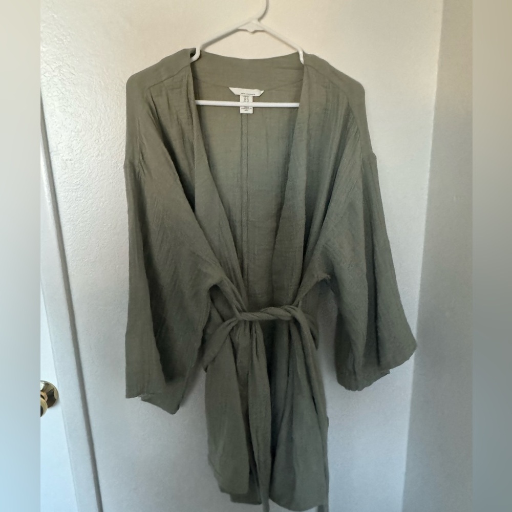 H&M Olive Green Lightweight Tie-Waist Kimono
